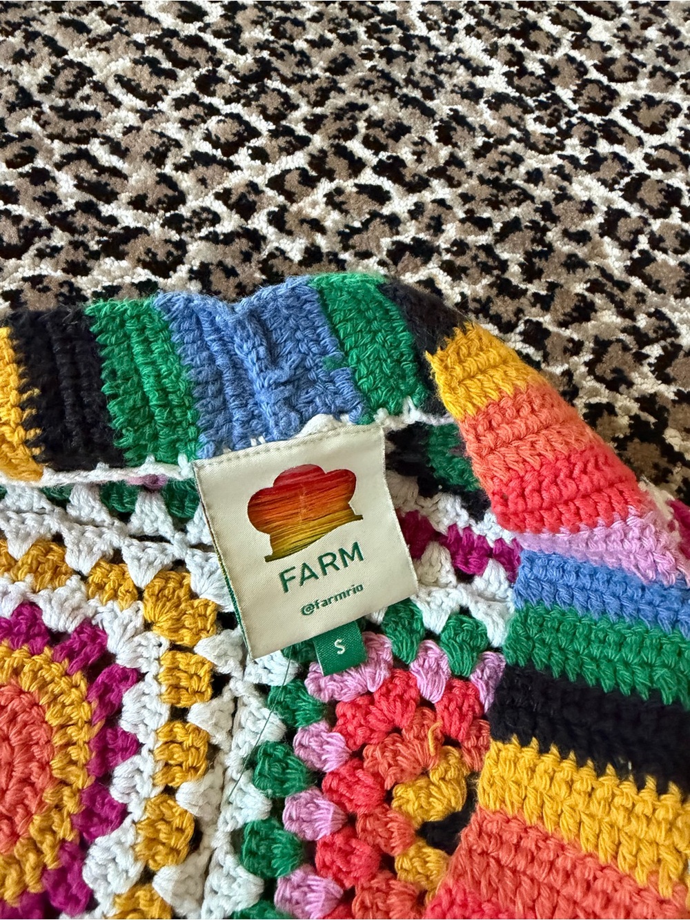 FARM Rio Multicolor Crochet Granny Square Jacket - Picture 6 of 6